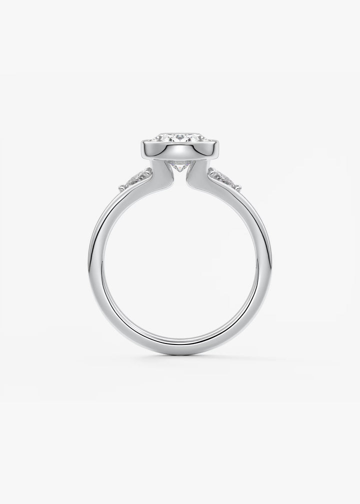 The Solene Bezel Set Oval & Trillion Split Shank Engagement Ring#material_white