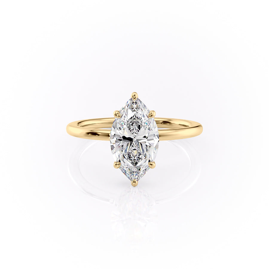 The Solitaire Phoebe Set With A Marquise Solitaire Moissanite 1 Carat 14K Gold#material_14k-gold