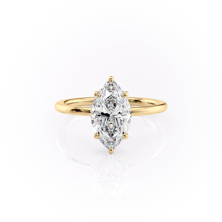 The Solitaire Phoebe Set With A Marquise Solitaire Moissanite 1 Carat 14K Gold#material_14k-gold