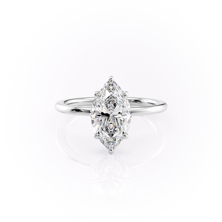 The Solitaire Phoebe Set With A Marquise Solitaire Moissanite 1 Carat 18K White#material_18k-white