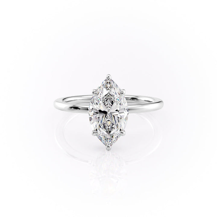 The Solitaire Phoebe Set With A Marquise Solitaire Moissanite 1 Carat 18K White#material_18k-white