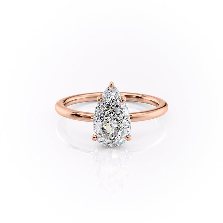 The Solitaire Phoebe Set With A Pear Solitaire Moissanite 1 Carat 14K Rose#material_14k-rose