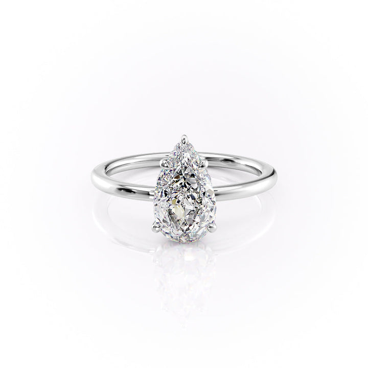 The Solitaire Phoebe Set With A Pear Solitaire Moissanite 1 Carat 14K White#material_14k-white