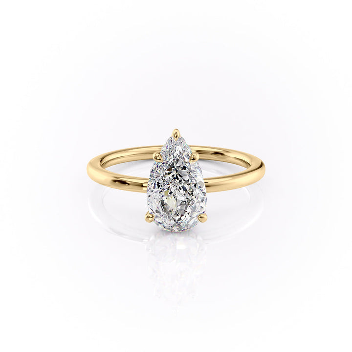 The Solitaire Phoebe Set With A Pear Solitaire Moissanite 1 Carat 18K Gold#material_18k-gold