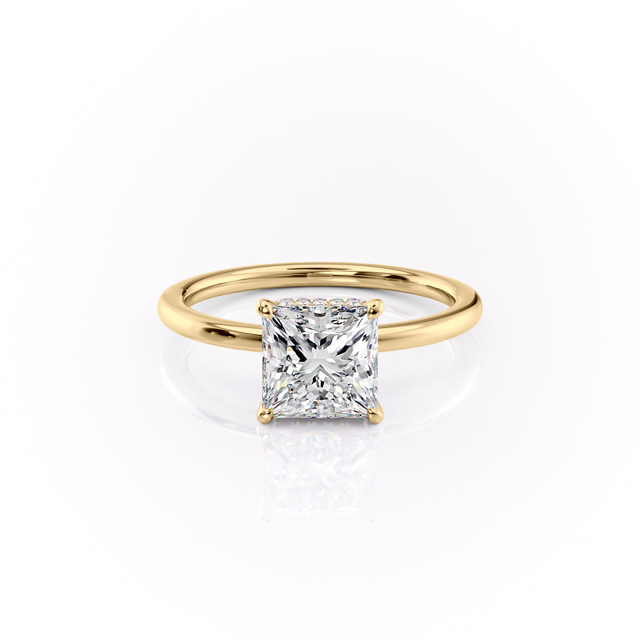 The Solitaire Phoebe Set With A Princess Solitaire Moissanite 1 Carat 18K Gold#material_18k-gold