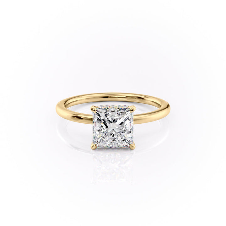 The Solitaire Phoebe Set With A Princess Solitaire Moissanite 1 Carat 18K Gold#material_18k-gold