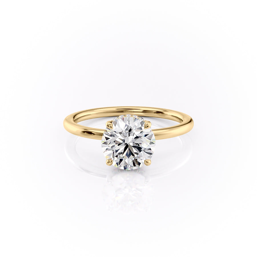 The Solitaire Phoebe Set With A Round Solitaire Moissanite 1 Carat 14K Gold#material_14k-gold