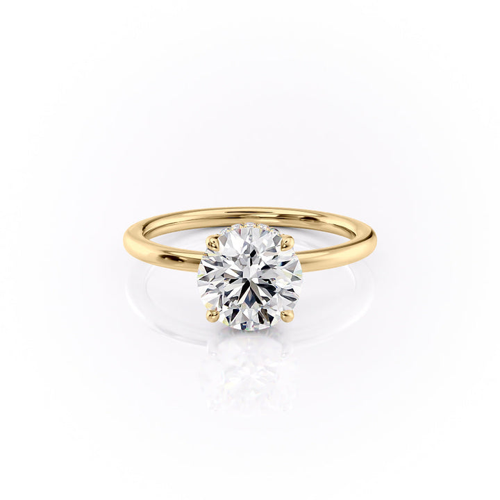 The Solitaire Phoebe Set With A Round Solitaire Moissanite 1 Carat 18K Gold#material_18k-gold