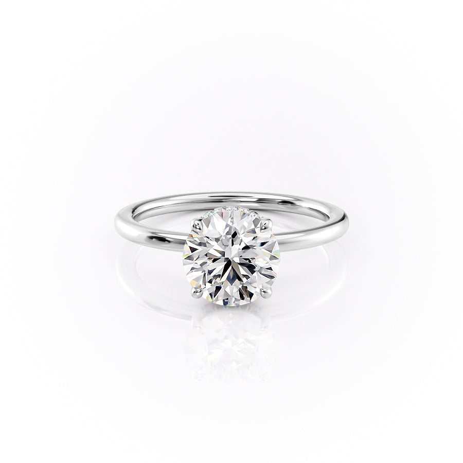 The Solitaire Phoebe Set With A Round Solitaire Moissanite 1 Carat 18K White#material_18k-white