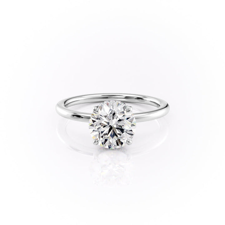 The Solitaire Phoebe Set With A Round Solitaire Moissanite 1 Carat 18K White#material_18k-white