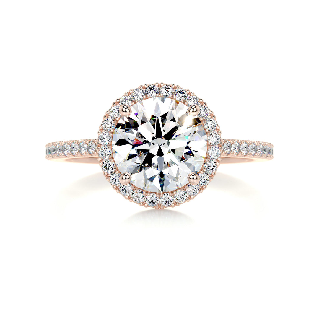 The Stella Moissanite & Diamonds Ring Moissanite 14K Rose 1 Carat Round#material_14k-rose