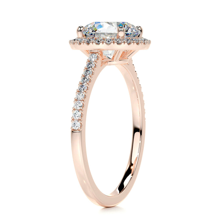 The Stella Moissanite & Diamonds Ring Moissanite 14K Rose 2 Carat Round#material_14k-rose