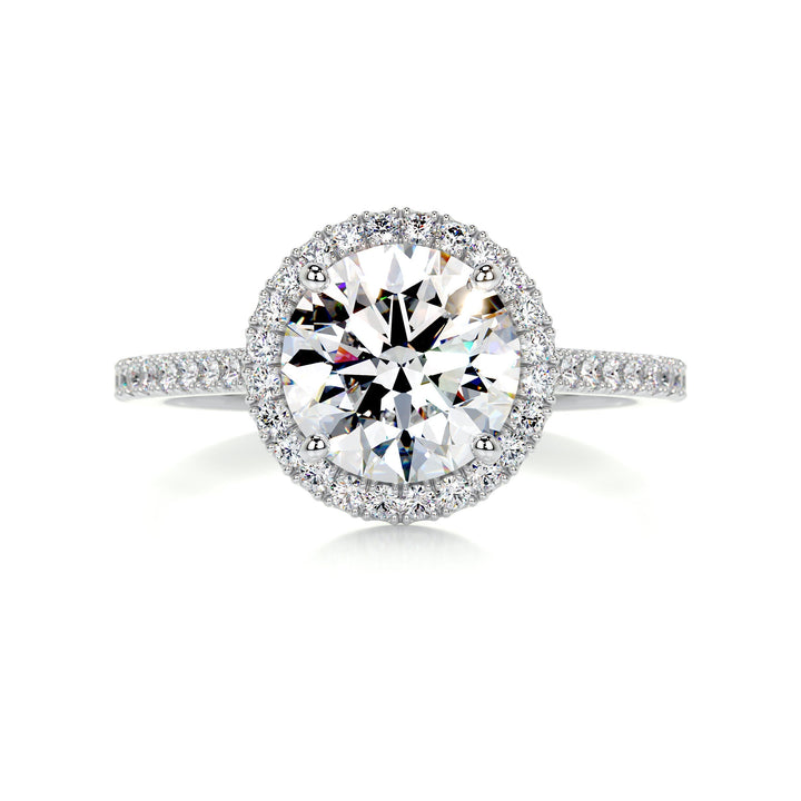 The Stella Moissanite & Diamonds Ring Moissanite 14K White 1 Carat Round#material_14k-white