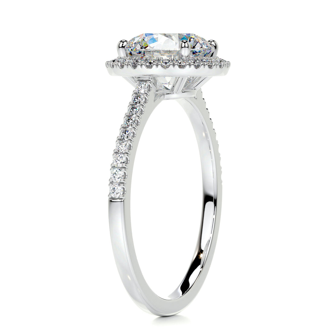 The Stella Moissanite & Diamonds Ring Moissanite 18K White 2 Carat Round#material_18k-white