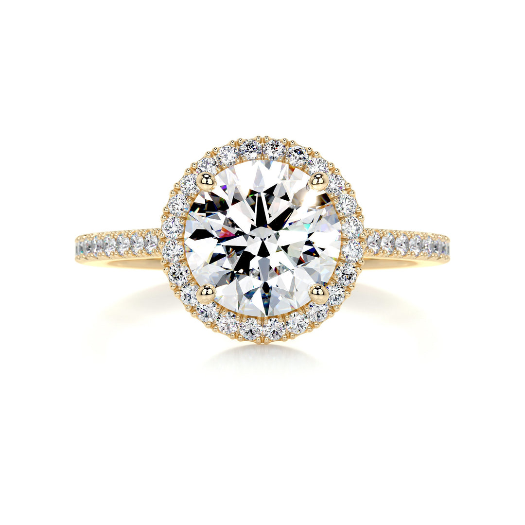 The Stella Moissanite & Diamonds Ring Moissanite 18K Gold 1 Carat Round#material_18k-gold