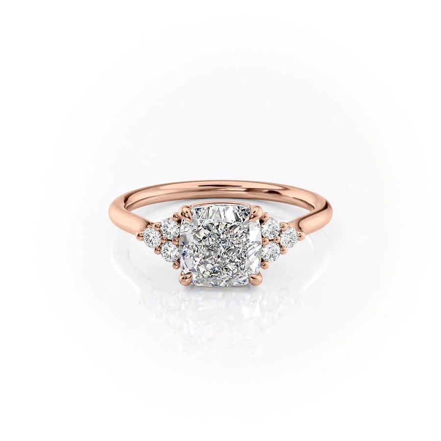 The Summer Set With Cushion Side Stone Lab Diamond 1 Carat 14K Rose#material_14k-rose