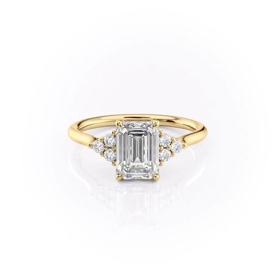 The Summer Set With Emerald Side Stone Moissanite#material_14k-gold