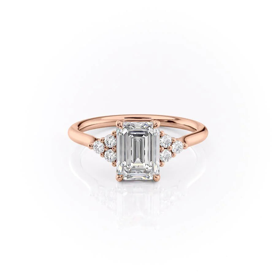 The Summer Set With Emerald Side Stone Moissanite#material_14k-rose