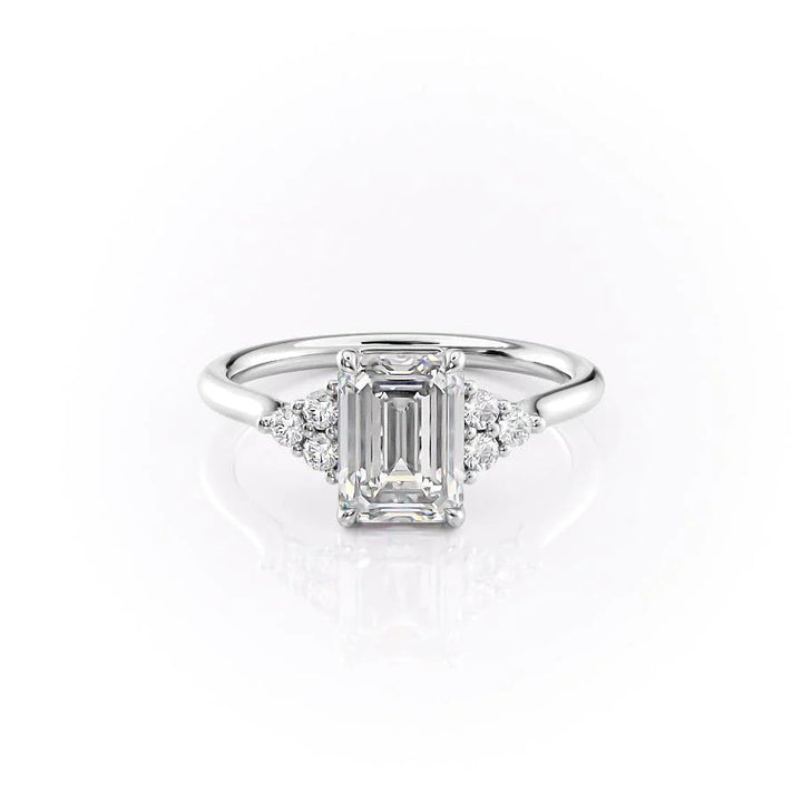 The Summer Set With Emerald Side Stone Moissanite#material_14k-white