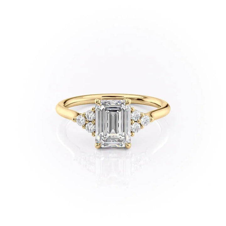 The Summer Set With Emerald Side Stone Moissanite#material_18k-gold