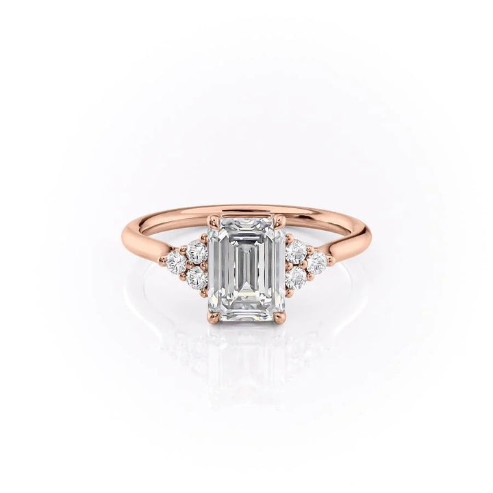 The Summer Set With Emerald Side Stone Moissanite#material_18k-rose