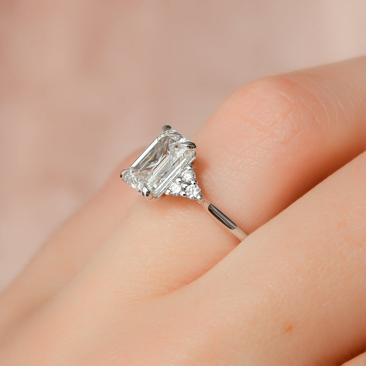 The Summer Emerald Lab Diamond Moissanite Engagement Ring *Shown with 2.5 ct #material_white