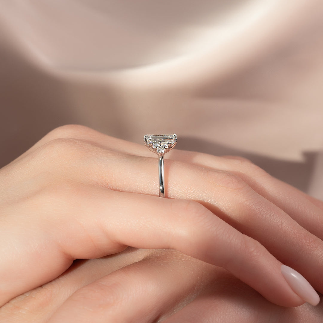 The Summer Emerald Lab Diamond Moissanite Engagement Ring
