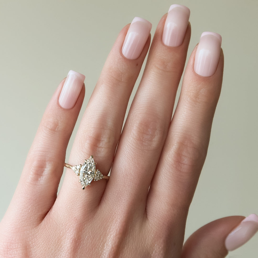 The Summer Set With Marquise Side Stone Moissanite#material_14k-gold