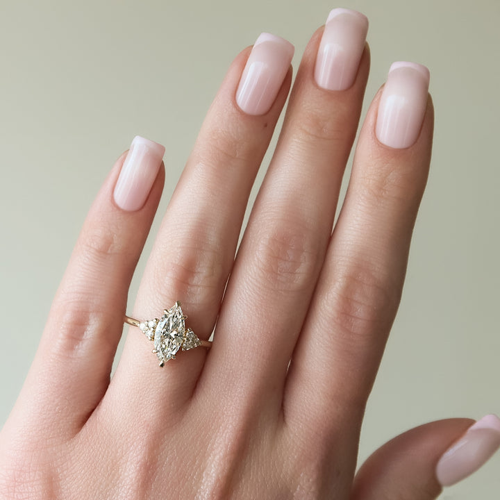 The Summer Set With Marquise Side Stone Moissanite#material_14k-gold