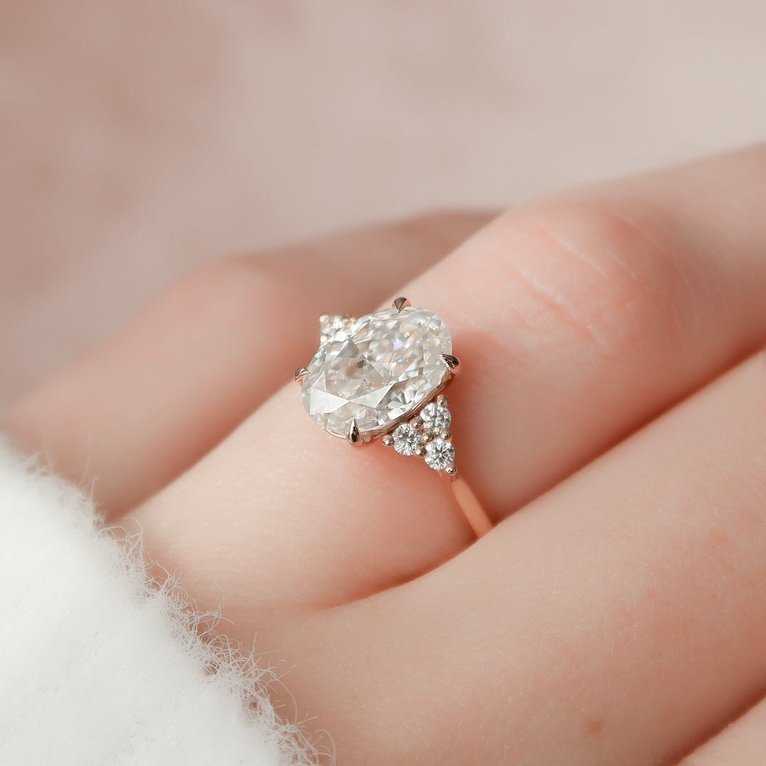 The Summer Set With Oval Side Stone Moissanite#material_14k-rose