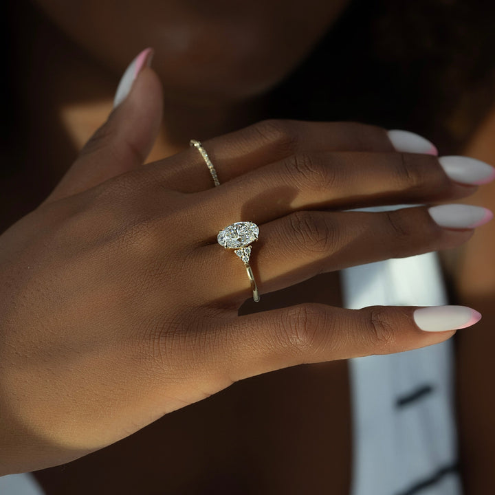 The Summer Oval Lab Diamond Moissanite Engagement Ring *Shown with 3 ct #material_gold