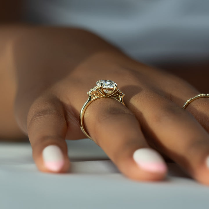 The Summer Oval Lab Diamond Moissanite Engagement Ring *Shown with 3 ct #material_gold