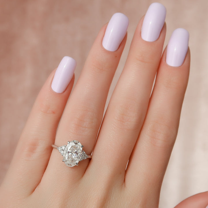 The Summer Oval Lab Diamond Moissanite Engagement Ring *Shown with 3.5 ct #material_white