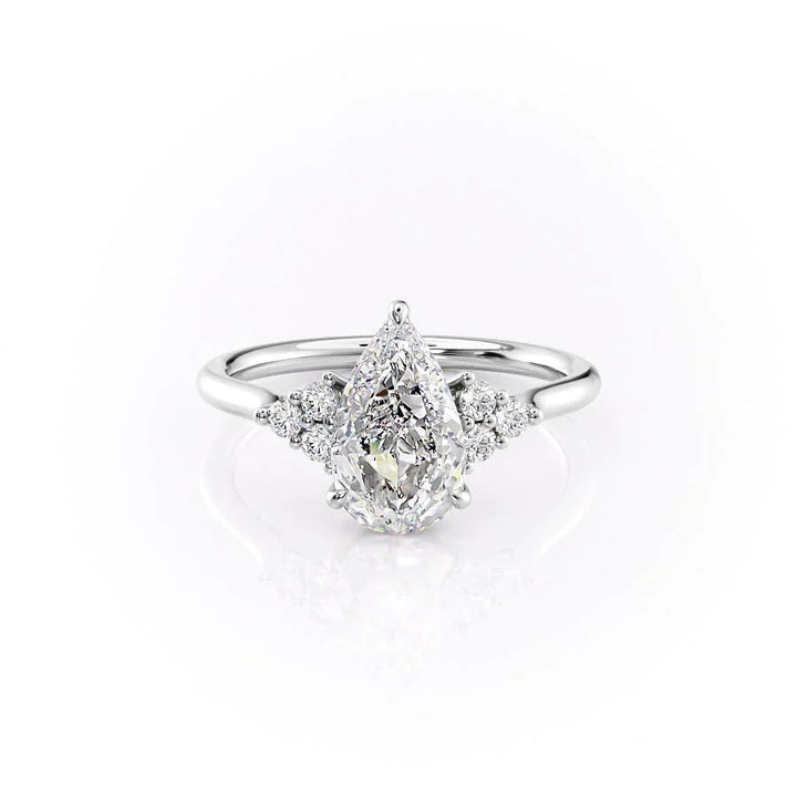 The Summer Set With Pear Side Stone Lab Diamond 1 Carat 14K White#material_14k-white