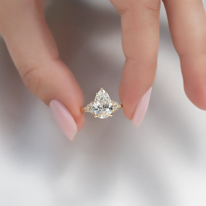 The Summer Pear Lab Diamond Moissanite Engagement Ring *Shown with 2.5 ct #material_gold