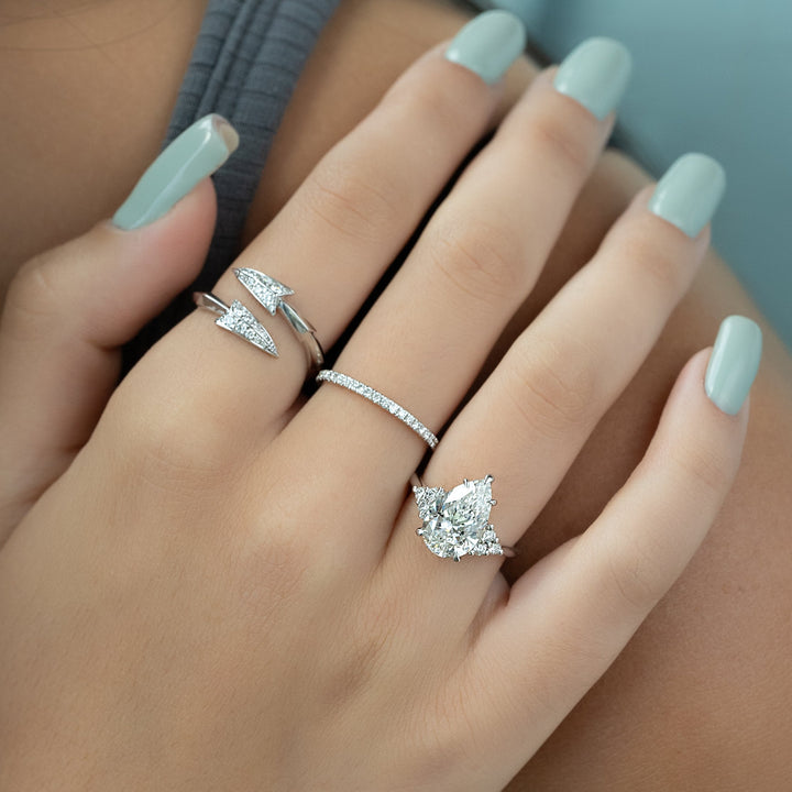 The Summer Pear Lab Diamond Moissanite Engagement Ring *Shown with 3 ct #material_white