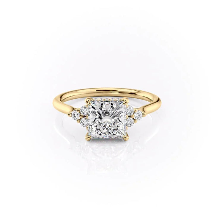 The Summer Set With Princess Side Stone Moissanite#material_14k-gold