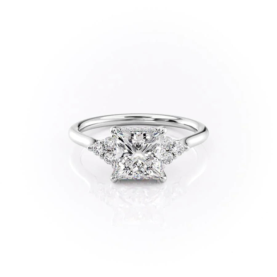 The Summer Set With Princess Side Stone Moissanite#material_14k-white