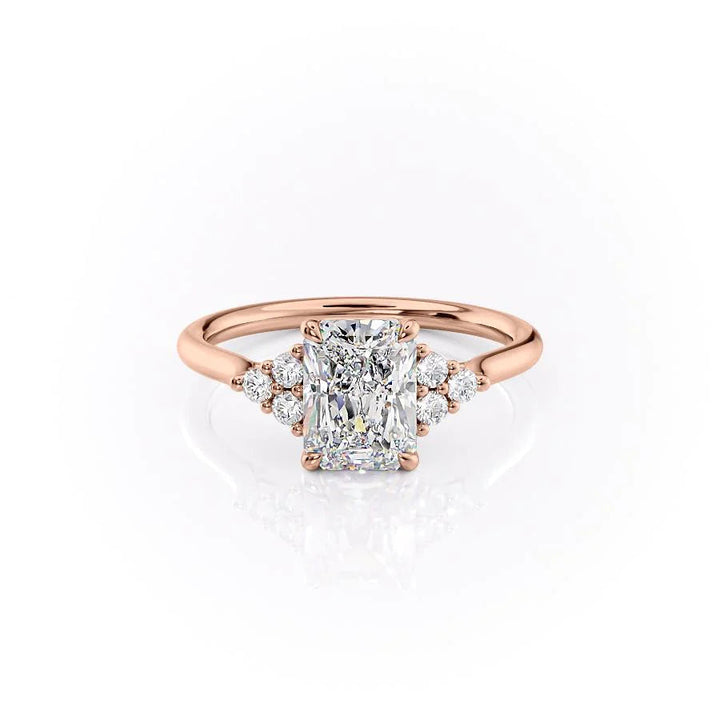 The Summer Set With Radiant Side Stone Moissanite#material_14k-rose