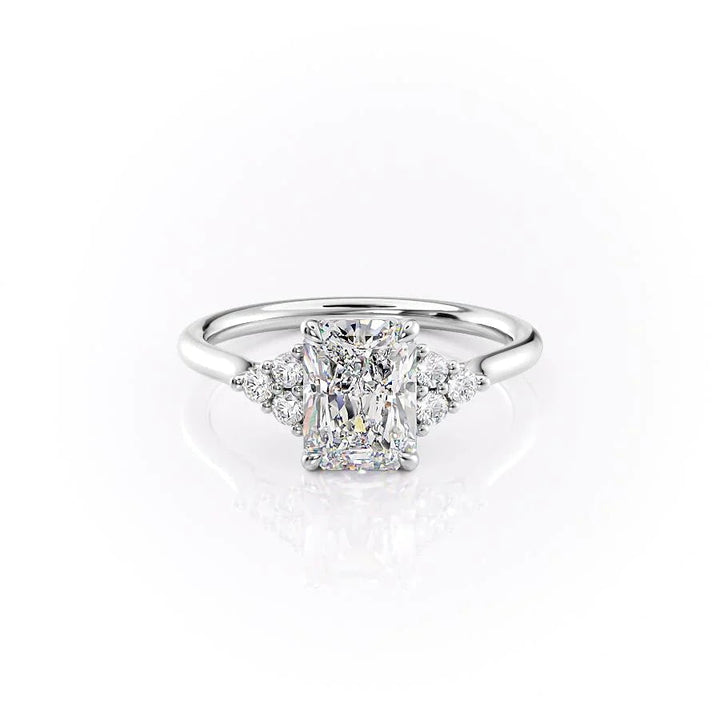 The Summer Set With Radiant Side Stone Moissanite#material_14k-white