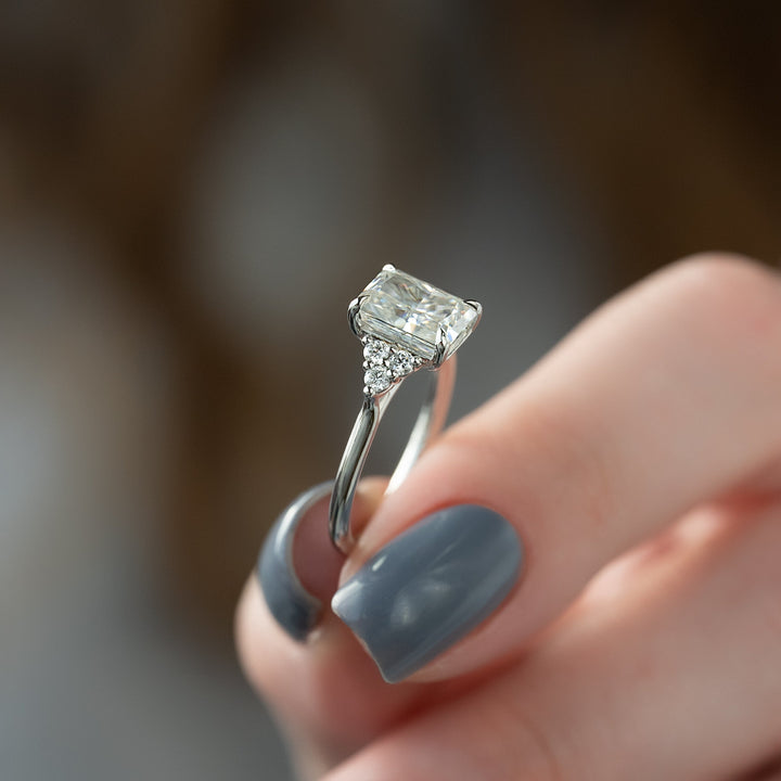 The Summer Set With Radiant Side Stone Moissanite#material_14k-white