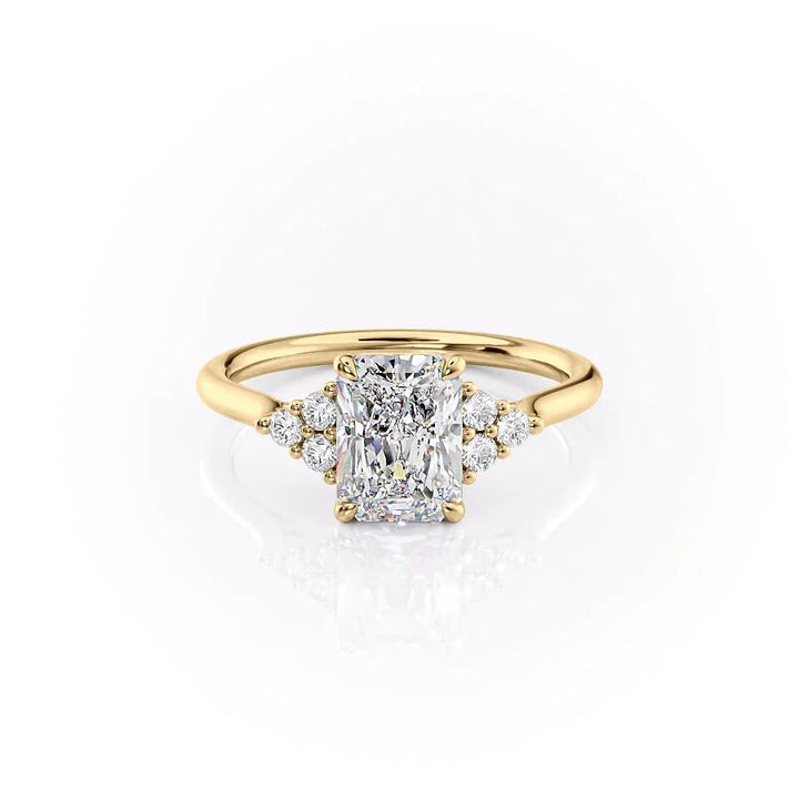 The Summer Set With Radiant Side Stone Moissanite#material_18k-gold