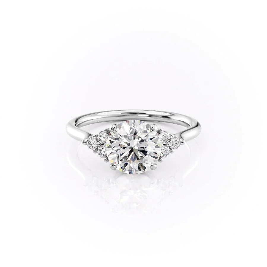 The Summer Set With Round Side Stone Lab Diamond 1 Carat 14K White#material_14k-white