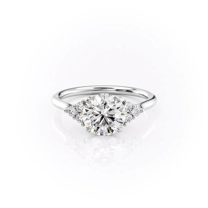 The Summer Set With Round Side Stone Moissanite#material_18k-white