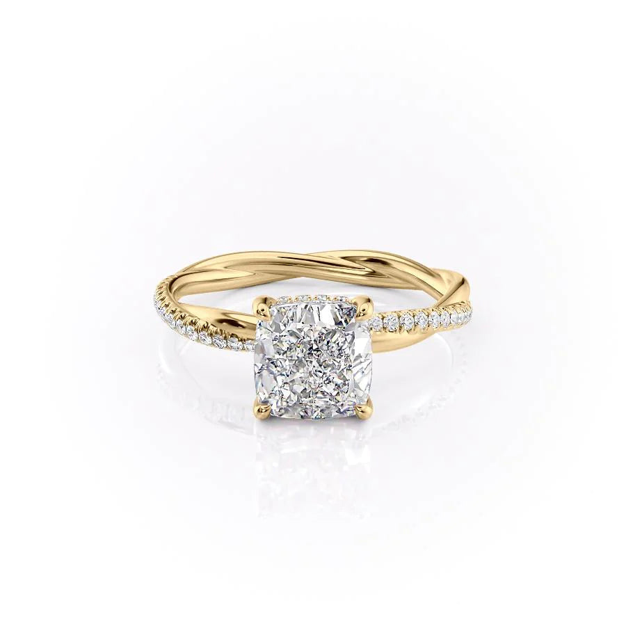 The Sunny Set With Cushion Pave Lab Diamond 1 Carat 14K Gold#material_14k-gold