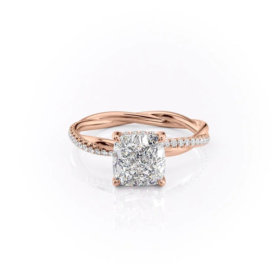 The Sunny Set With Cushion Pave Lab Diamond 1 Carat 14K Rose#material_14k-rose