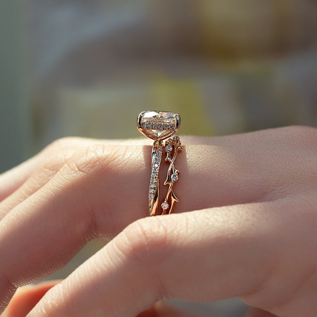 The Sunny Set With Cushion Pave Lab Diamond 2.5 Carat 14K Rose#material_14k-rose