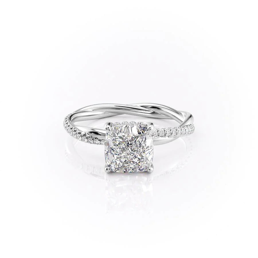 The Sunny Set With Cushion Pave Lab Diamond 1 Carat 14K White#material_14k-white