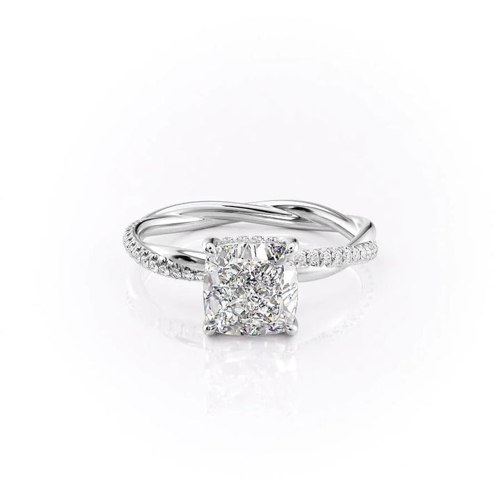 The Sunny Set With Cushion Pave Moissanite#material_14k-white