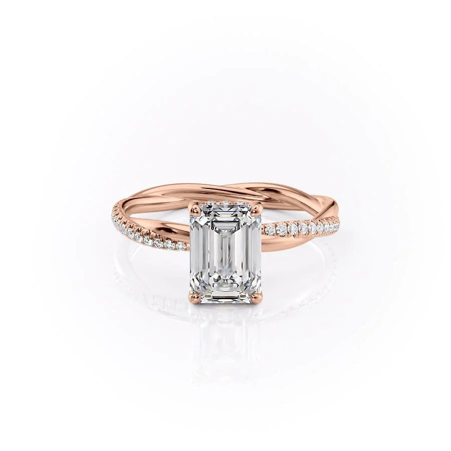 The Sunny Set With Emerald Pave Moissanite#material_14k-rose